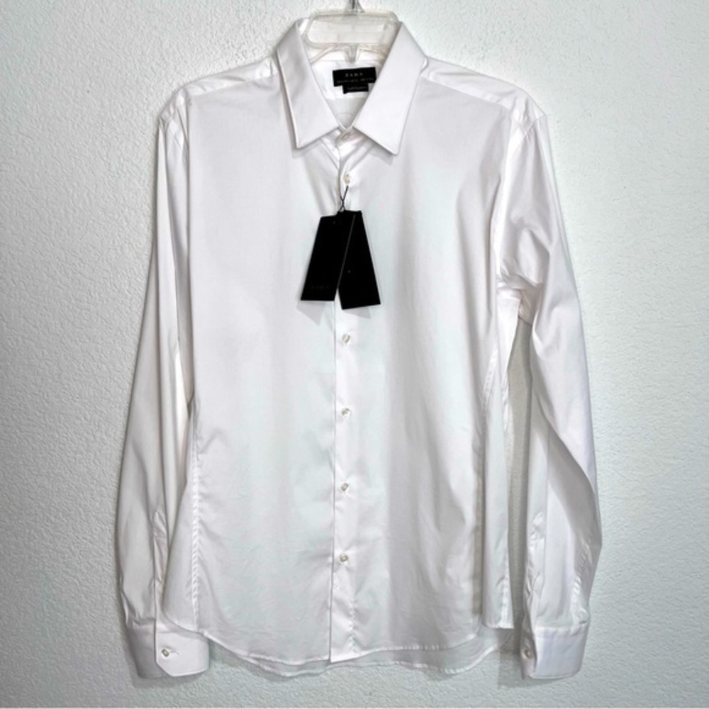 Zara White Super Slim Fit Comfort Stretch Dress Shirt New XL